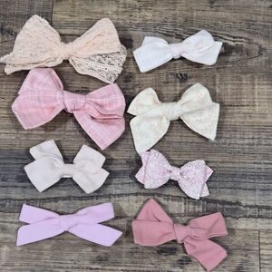 Assorted Pink and Cream Hair Bows Set